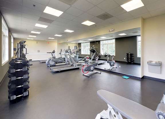 Modern gym with equipment at Woodlee Terrace Apartments, Woodbridge