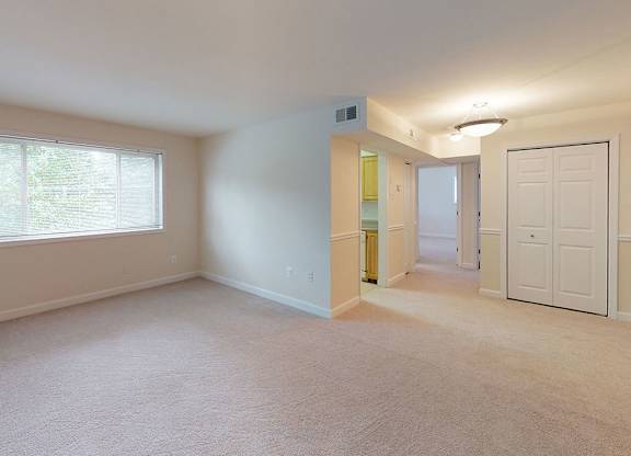 Spacious two bedroom apartment living room at Woodlee Terrace Apartments, Virginia