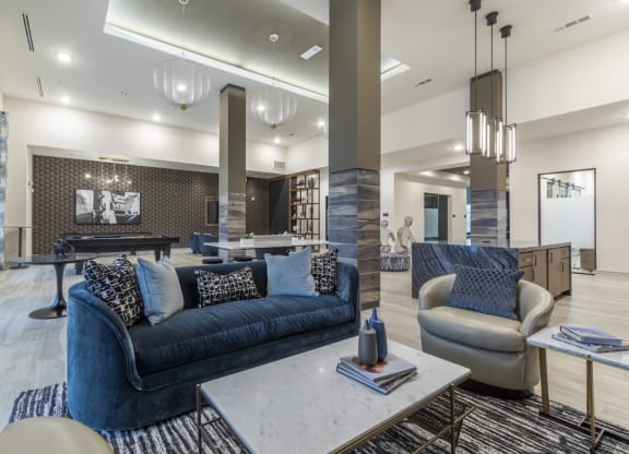 Clubhouse with Resident Lounge, Warming Kitchen & Billiards Room at The Bridge at McKinney, McKinney, Texas, 75069