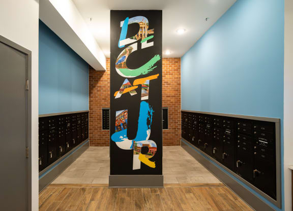 a mural on a wall in a room filled with wine bottles
