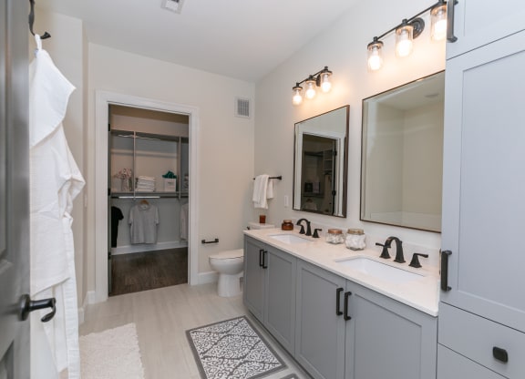 a bathroom with a sink and a mirror and a toilet