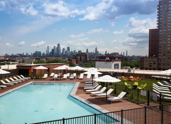 the pool at the ace hotel downtown at One Ten Apartments, Jersey City , New Jersey