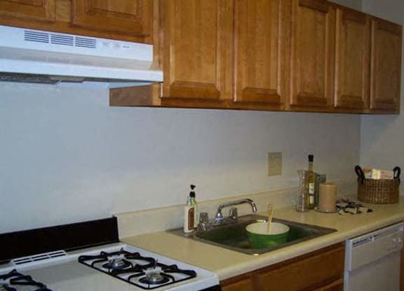 a kitchen with a sink and a stove