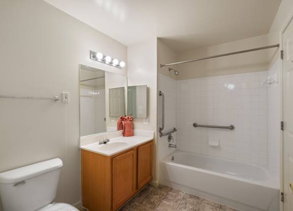 Modern bath space at River Point Apartments, Essex