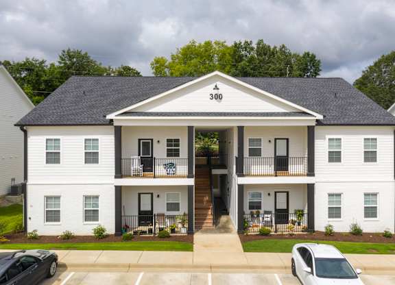 Exterior building with patios and balconies at Highland Hills Apartments in Grovetown, Georgia