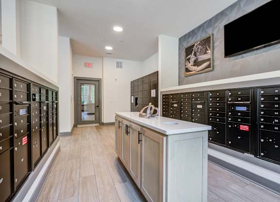 a look at the mail room at the avenues of north decatur at Century University City, Charlotte, NC