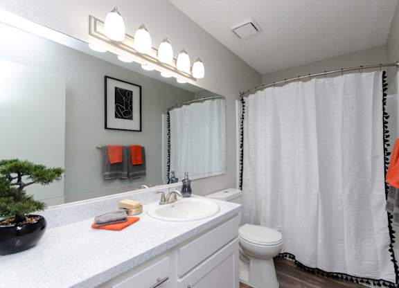 Bathroom With Vanity Lights at The Carter 4250 Apartments, Georgia