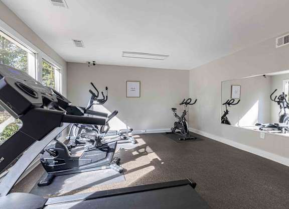 A room with treadmills and exercise bikes. at Grove at St. Andrews, South Carolina