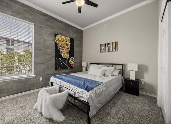 Bedroom With Ceiling Fan at Bridge at Canyon Creek, Texas, 78726
