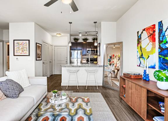 Living Room With Kitchen at The James on South First, Texas