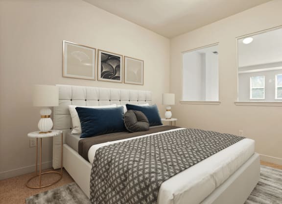 Image showing architectural charm with comfort in mind. A cozy loft-style bedroom with eye-catching design.