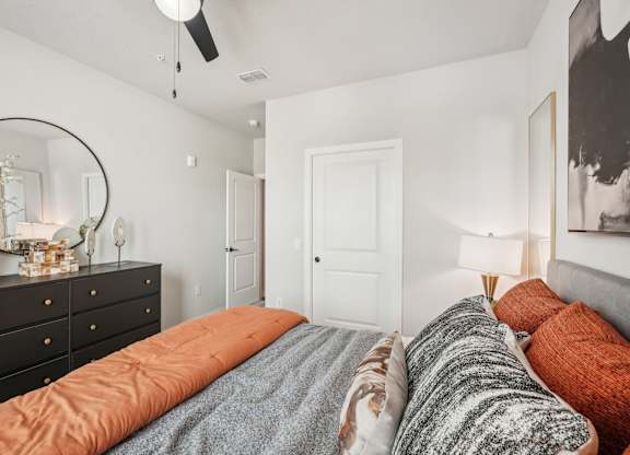 Furnished bedroom in model apartment home