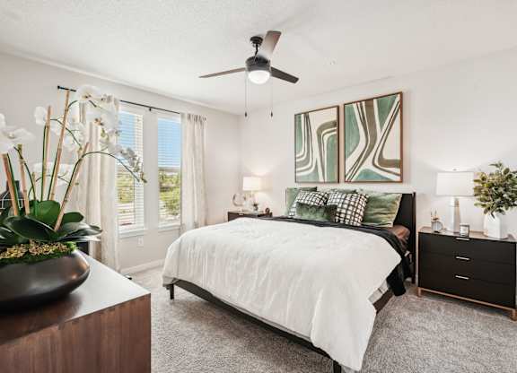 Furnished bedroom in model apartment home