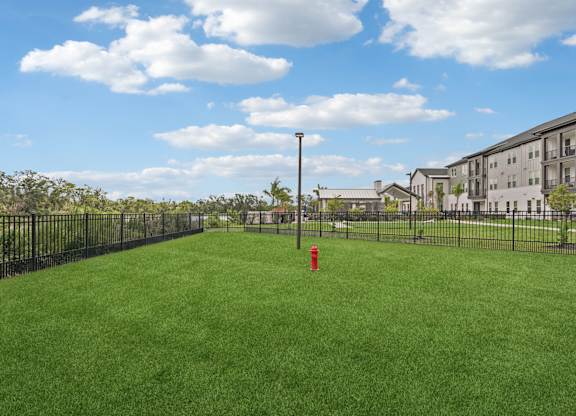 Spacious grass pet park outside of The Crossing at Palm Aire