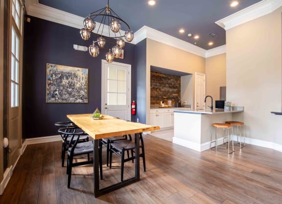 Clubroom dining and kitchen