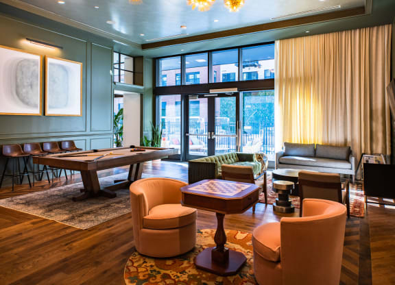 Game room with chess and billiards