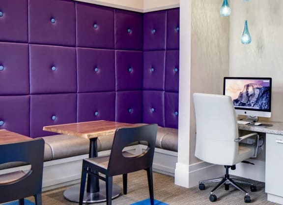 Cyber lounge to work from home with tables and computers