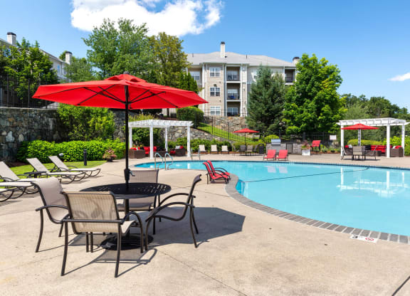 our apartments have a resort style pool and patio