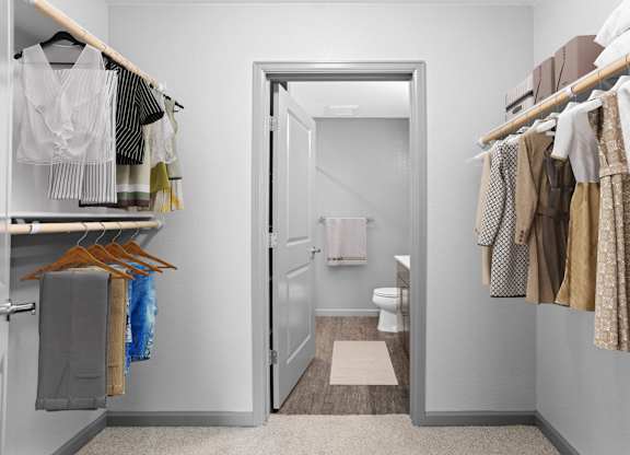 Spacious closet with modern storage features..