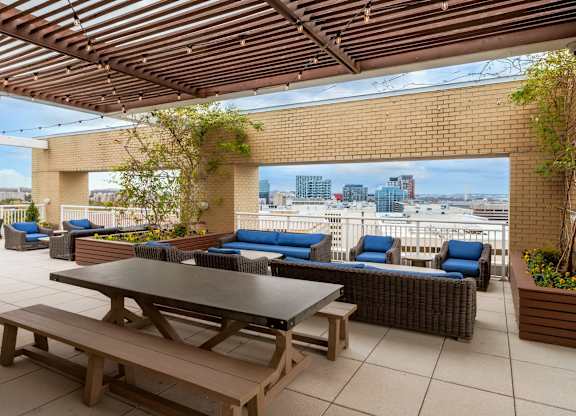 Rooftop dining tables and seating