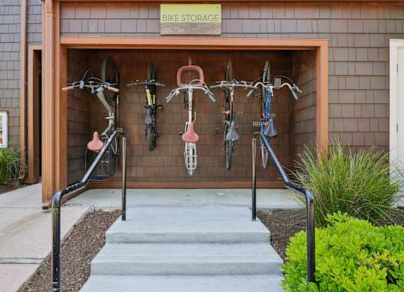 Bike storage area at Grove Apartments with secure bicycle racks and dedicated resident storage