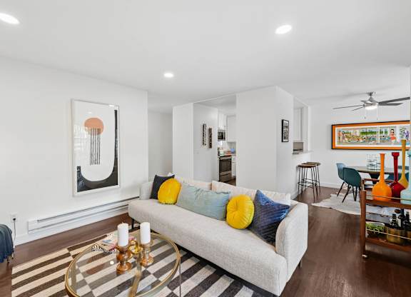 Sunnyvale apartment dining space connected to kitchen and living room