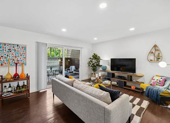 Bright living room in Sunnyvale apartment with open layout