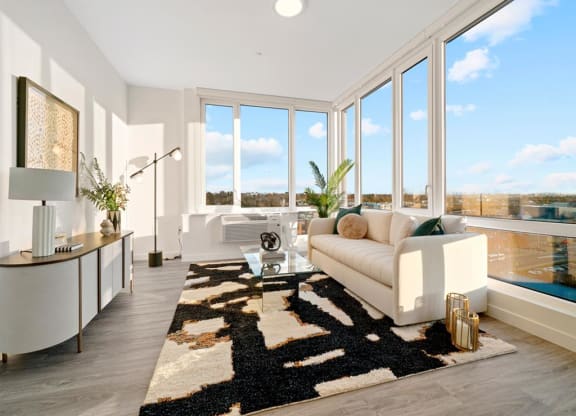 Floor-to-ceiling panoramic windows at The Brick of Hackensack, New Jersey, 07601