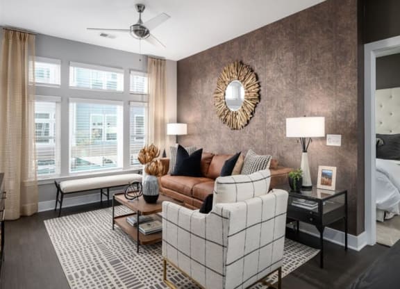 Living Room With Expansive Window at Cameron Square, Alexandria, Virginia