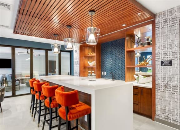 Clubhouse Kitchen Breakfast Bar with Stools at Cameron Square, Virginia