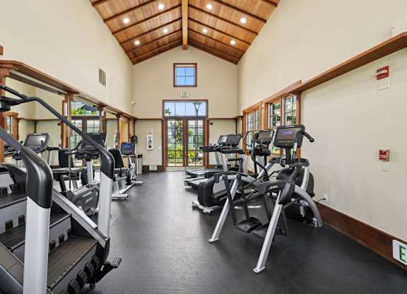 Fitness center with ellipticals and stationary bikes