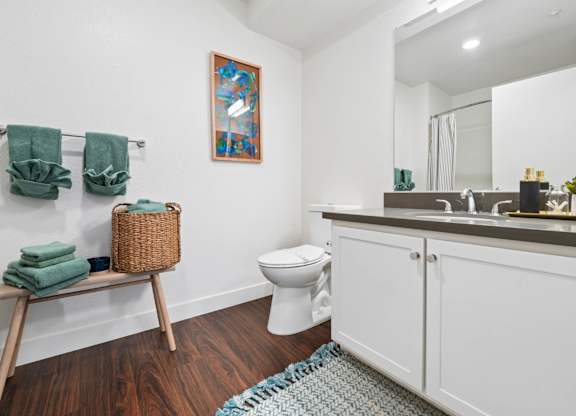 bathroom with modern fixtures and clean finishes