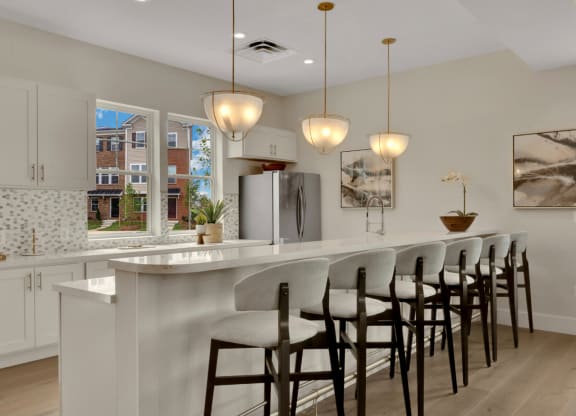 Entertainment kitchen with seating in the clubroom at Brandywine Crossing, Brandywine, MD 20613