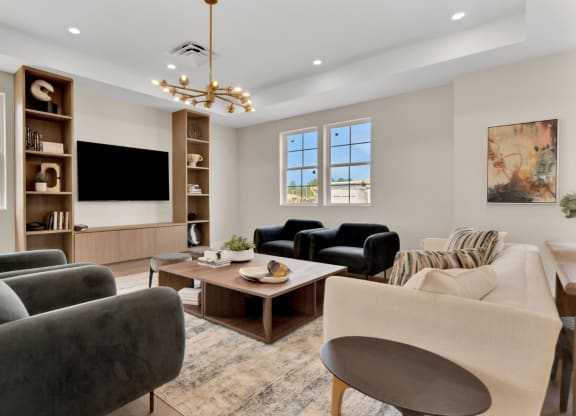 Community lounge with seating and a TV at Brandywine Crossing, Brandywine, MD 20613