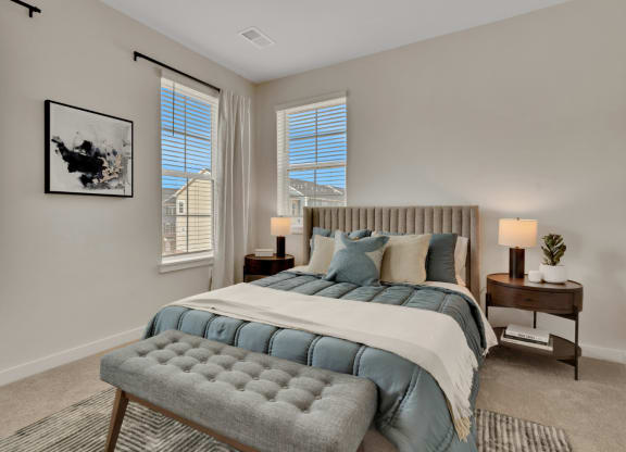 Furnished bedroom with large windows at Brandywine Crossing, Brandywine, MD 20613