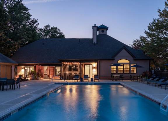 Community pool at dusk