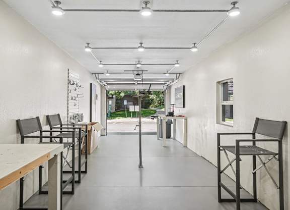 A bike garage space for residents to fix their bikes at The Magwood in Boulder, Colorado.