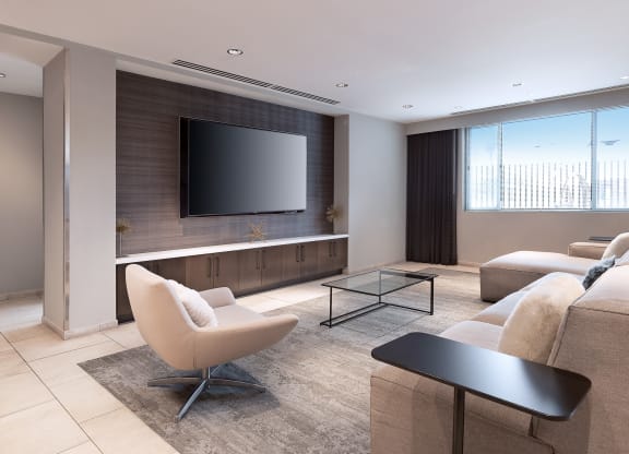 a living room with a couch and a television