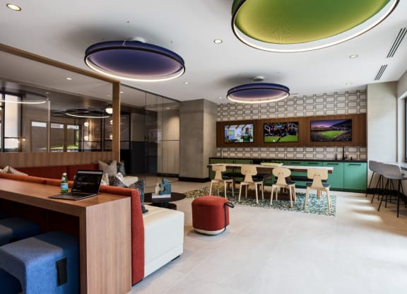 Clubroom with seating area