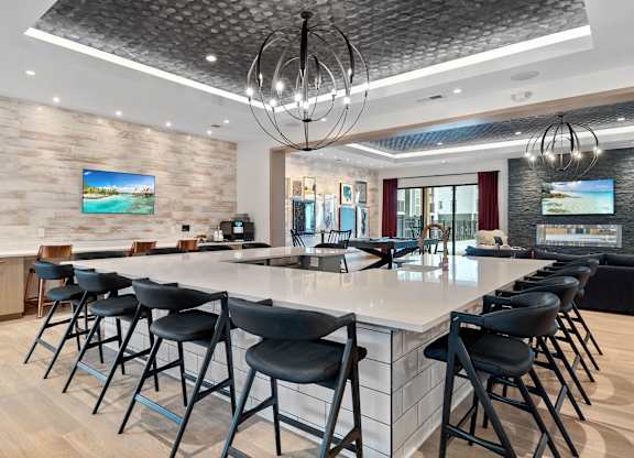 Kitchen Counter with Bar stools at 198 Milltown Apartments, Burlington, NC