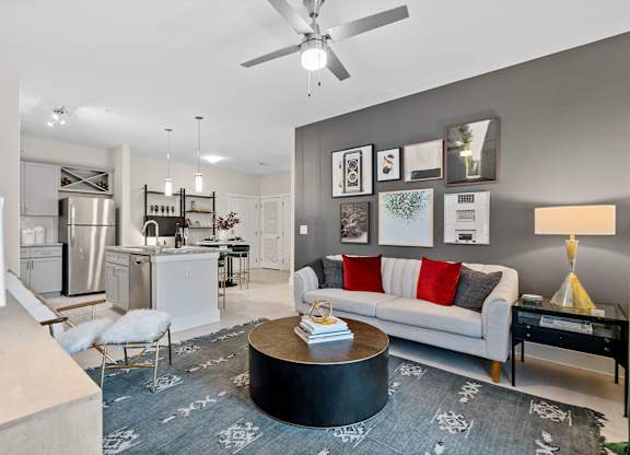 Modern Living Room at 198 Milltown Apartments, North Carolina, 27215