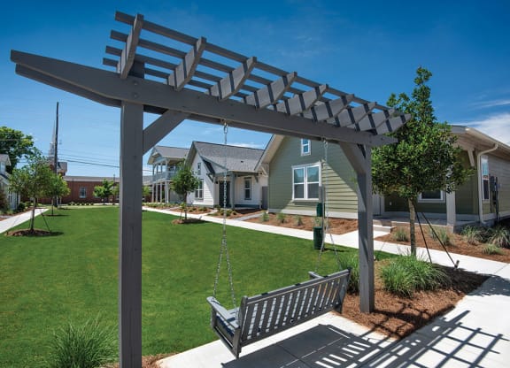 courtyard with bench swing