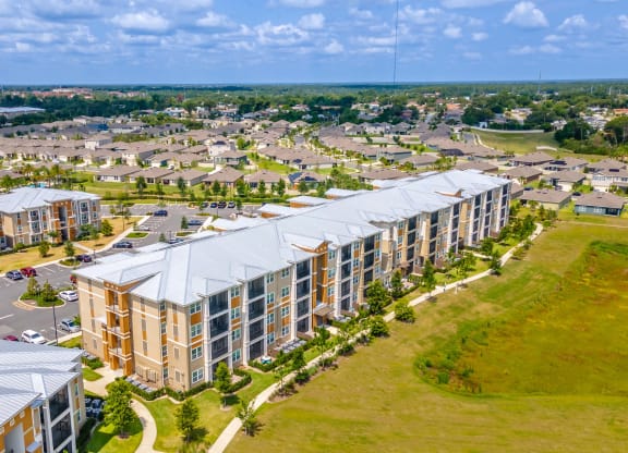 an aerial view of a large apartment complex