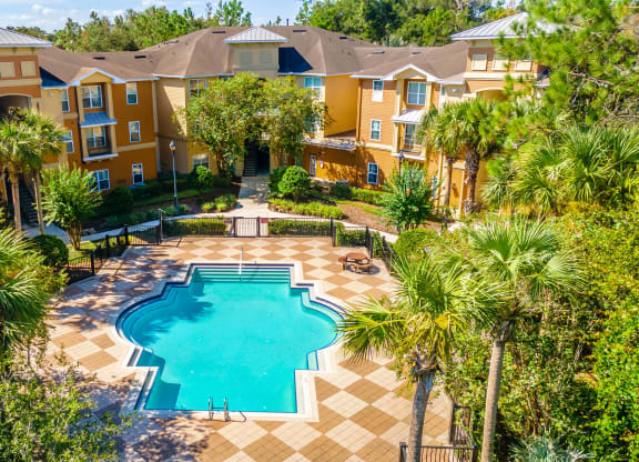 an aerial view of the pool at the grove resort and spa