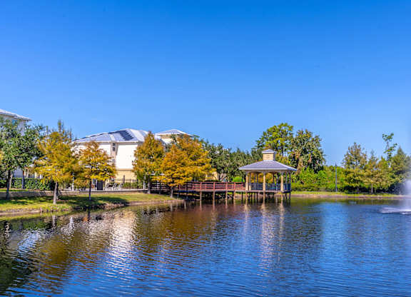 Lake view with fountain