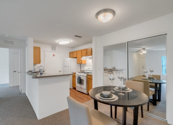 kitchen and dining area