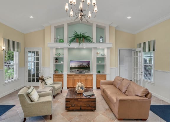 clubhouse area with couches and tv