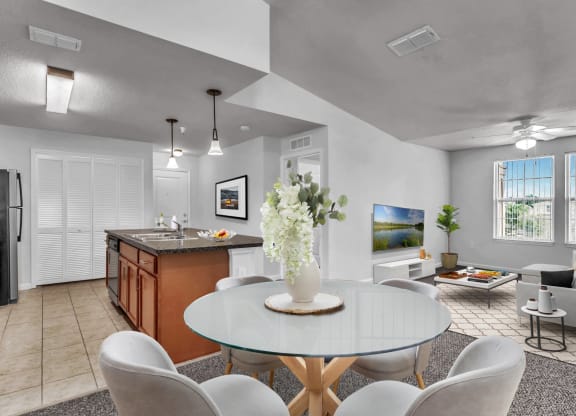 Dining Room, Kitchen and Living Room