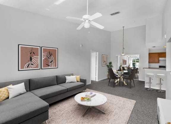 Living Room, Dining Room and Kitchen