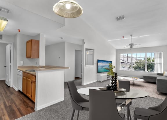 Living Room, Dining Room and Kitchen